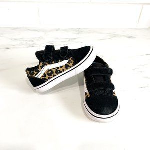 Vans Toddler Size 7 Cheetah Animal Print Black Straps Cute Baby Sneakers